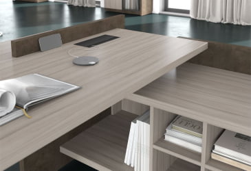 Стол руководителя правый ВООД&СТОНЕ СФ-531212 Дрифтвуд Бетон Чикаго темный / WOOD&STONE