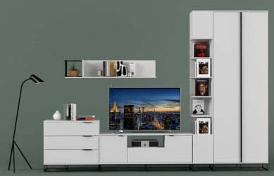 Полка в гостиную Ситй большая белый / City