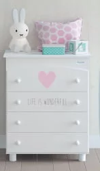 Комод Микуна Вондерфул пеленальный Б-970 вхите/пинк хеартс / Micuna Wonderful B-970 white/pink hearts