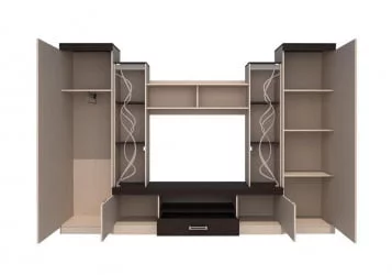 Классическая стенка в гостиную Атлантида 2 Б Ясень шимо темный Ясень шимо светлый