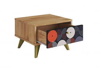 Тумба дизайнерская Фьюжн ТМ-004 дуб крафт золотой/ВИНИЛ / золотой/VINIL