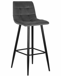 Стул барный ДОБРИН НИCОЛЕ (черные матовые ножки, темно-серый велюр (108-91)) / DOBRIN NICOLE