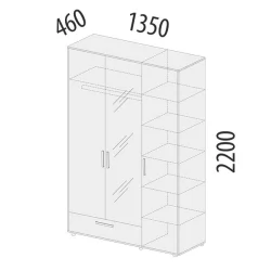 Шкаф трехдверный с зеркалом Аляска 501.28