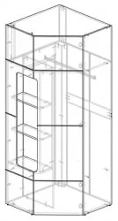 Шкаф угловой с полками Палермо Юниор 08 Белый глянец Ясень шимо светлый Красный