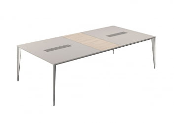 Конференц-стол (домино поперек) Атлас НЗ-0108.ГС.ЙН.АЛ Серый камень Ясень Наварра Алюминий / Atlas NZ-0108.GS.YN.AL