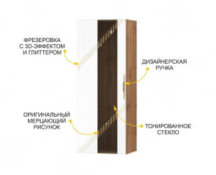 Сервант Монако 606.07 Дуб Вотан / Белый шпон/ Альпийский белый