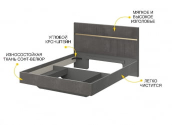 Кровать Монако 902.01 Оникс Десерт серый