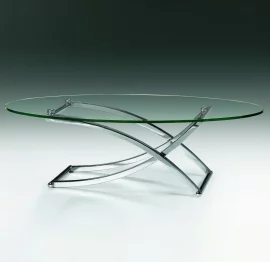 Овальный стол из стекла ДЖ02 Хром / J02