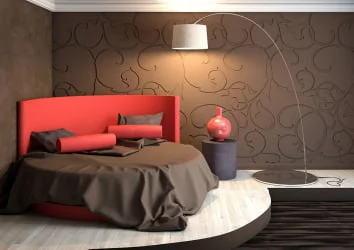 Круглая кровать Каприсе 220кс220 см Красная ткань / Caprice 220x220