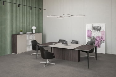 Комплект мебели для переговорной Атлас №06 Бренсон Серый камень Трюфель Антрацит / Atlas