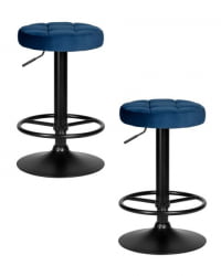 Табурет барный ДОБРИН БРУНО БЛАCК (синий велюр (МДЖ9-117)) 2 шт / DOBRIN BRUNO BLACK (MJ9-117))