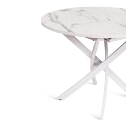 Раздвижной стол МАНЗАНА ЛДСП/ХПЛ/металл, 100 х 100+30 х 75 см, Мрамор светлый/белый / MANZANA ЛДСП/HPL/металл,