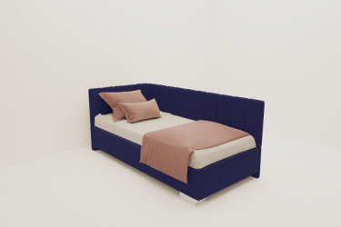 ДЕТСКАЯ МЯГКАЯ ИНТЕРЬЕРНАЯ КРОВАТЬ ТЕРРА С ПОДЪЕМНЫМ МЕХАНИЗМОМ (БЕРХОУСЕ) Цвет фасада: Синий; Материал фасада: Металл/Велюр; Спальное место: 800х2000 мм / (BERHOUSE)