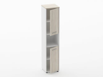 Шкаф 4 узкий закрытый, с нишей Дека 10.19.12Пр Дуб Сантана светлый/Белый / Deka