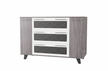 Комод Элена Лайт 7 Ясень Черный Бодега Белый