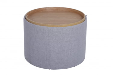 Пуф-столик с ящиком Хюгге Л рогожка Серый / L