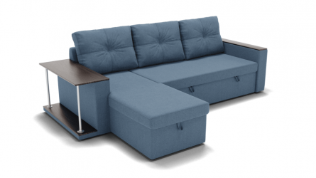 Диван Атланта (ЗР) Цвет фасада: Голубой; Тип: Левый/правый; Материал фасада: Металл/Велюр