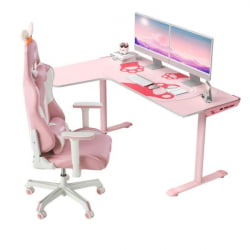 Стол письменный (для компьютера) угловой ЕУРЕКА ЕРК-Л60Р-ПК-В2 (правый), розовый / EUREKA ERK-L60R-PK-V2