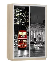 Шкаф-купе со стеклом Экспресс Дуо 1400х2400х Лондон/Ясень шимо светлый / 1400х2400h