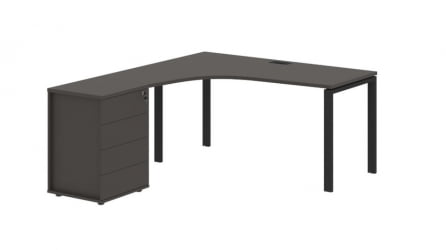 Стол эргономичный с тумбой левый ЕДИС ЕУCЕТ 1518 Л Мокко Черный / EDIS EUCET L