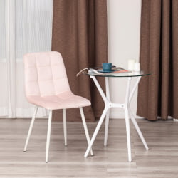 Металлический стул CХИЛЛЙ (мод. 7094-1) вельвет/металл, 44,5х52,5х86 см, пинк (розовый) ХЛР39 / белый / CHILLY (mod. pink HLR39
