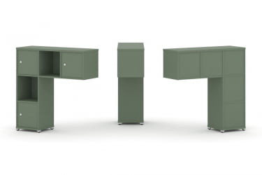 Надставка на стол низкая односторонняя + задняя стенка (5шт.) + распашной фасад (3 шт.) CОНCЕПТ CН.ОНН-002 Кобо Белый металл / CONCEPT CN.ONN-002