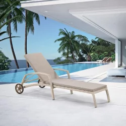 Шезлонг-лежак из иск. ротанга А35C2-В85 Латте с матрасом / A35C2-W85 Latte
