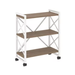 Стеллаж на колесных опорах - 3 полки ЛОФТ  ВР.Л-МСТ.К-3.8 Металл белый Дуб Аризона / LOFT VR.L-MST.K-3.8