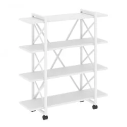 Стеллаж на колесных опорах - 4 полки ЛОФТ  ВР.Л-МСТ.К-4.8В Металл белый Белый Бриллиант / LOFT VR.L-MST.K-4.8V