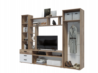 Гостиная Крокус Дуб вотан/Чёрный глянец