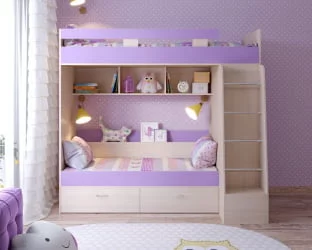 Двухъярусная кровать для девочки Юниор-6 Дуб молочный Ирис