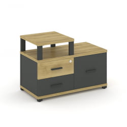 Тумба приставная сервисная с надставкой узкой CОНCЕПТ CН.ТСР-002 Б/В Дуб Винченцо Антрацит / CONCEPT CN.TSR-002 B/W