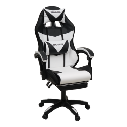 Кресло 908 КИНГКУЕЕН цвет черный/белый с массажем и подсветкой 908-блаcк-вхите-масс / KINGQUEEN 908-black-white-mass