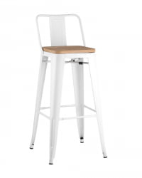 Стул барный Толикс Воод 75.5  со спинкой Белый / Tolix Wood