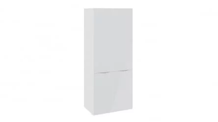 Шкаф для одежды с 2 дверями со стеклом Глосс СМ-319.07.211 Белый глянец/Стекло