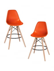 Стул барный ДОБРИН ДСВ БАР (ножки светлый бук, цвет сиденья оранжевый (О-02)) 2 шт / DOBRIN DSW BAR (O-02))