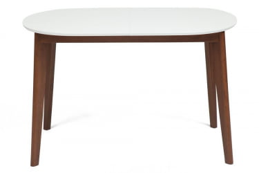 Стол обеденный раскладной БОСCО (Боско) основание бук, столешница мдф, 120+30*80см, Белый + Коричневый / BOSCO