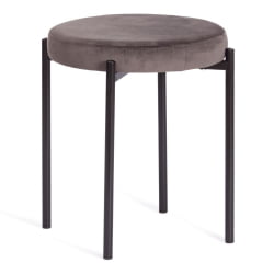 Табуретка РЕВО (мод. 7034) ткань/металл, 44 х 44 х 47 см, темно-серый баркхат 14/черный / REVO (mod. barkhat