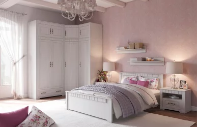 Полутороспальная кровать Прованс 90х200 Бодега белая Платина премиум