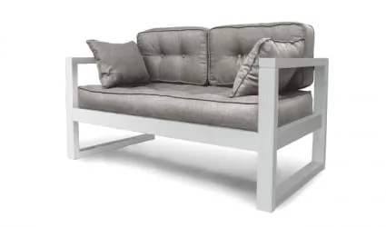 Диван двухместный ДЕмоку Д-2 серебристо-серый_белый / DEmoku