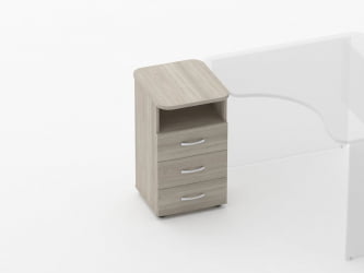 Тумба приставная на 3 ящика с нишей Глассй 3.10.13 Дуб сантана светлый / Glassy