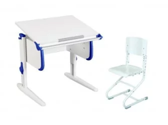 Стол-трансформер Парта 1/75 + Стул Белый Синий / Parta Stul