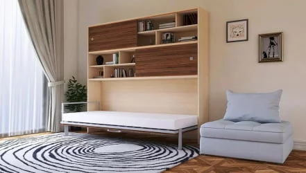 Односпальная кровать с подъемным механизмом Смарт 3 с полками Венге