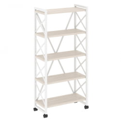 Стеллаж на колесных опорах - 5 полок ЛОФТ ВР.Л-МСТ.К-5.8 Металл белый Денвер светлый / LOFT VR.L-MST.K-5.8