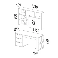 Стол с надстройкой (лев/прав) Аляска 62