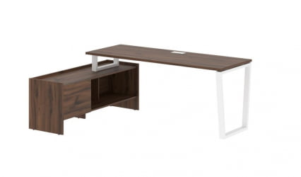 Стол с тумбой ЕДИС ЕВCТ 19614 Дуб Денвер темный Белый / EDIS EVCT