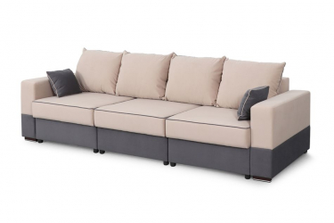 Серый диван из велюра Бостон 2400 Стандарт Бежево-темно-серый