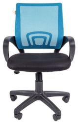 Кресло оператора CХАИРМАН 696 Черный пластик (блаcк) Голубой / CHAIRMAN (black)