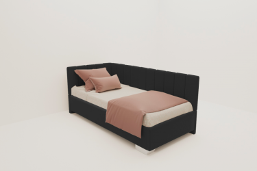 ДЕТСКАЯ МЯГКАЯ ИНТЕРЬЕРНАЯ КРОВАТЬ ТЕРРА С ОРТОПЕДИЧЕСКИМ ОСНОВАНИЕМ (БЕРХОУСЕ) Цвет фасада: Серый; Материал фасада: Металл/Велюр; Спальное место: 1200х2000 мм / (BERHOUSE)