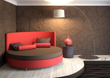 Круглая кровать Каприсе 220кс220 см Красная ткань / Caprice 220x220